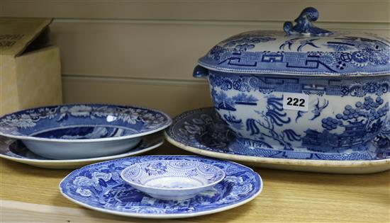 A group of Victorian blue and white wares
